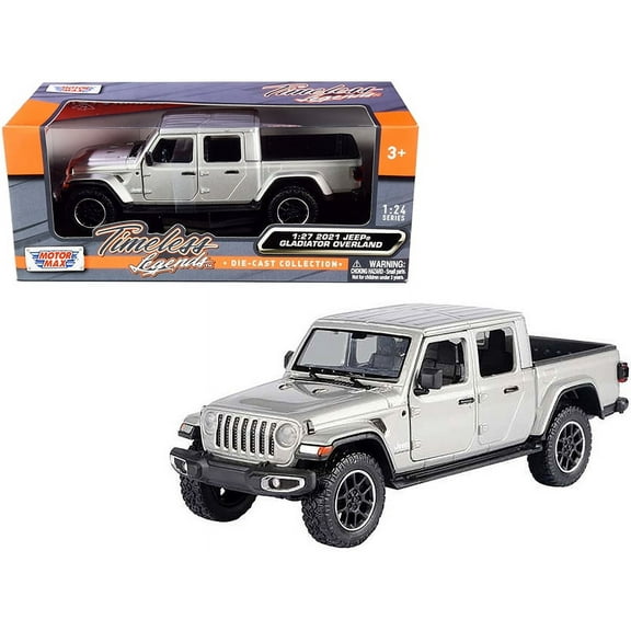 2021 Jeep Gladiator Overland (Closed Top) Pickup Truck Silver Metallic 1/24-1/27 Diecast Model Car by Motormax