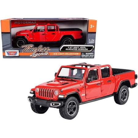 2021 Jeep Gladiator Rubicon Pickup Truck, Red - Motor Max 79370R - 1/27 scale Diecast Model Toy Car