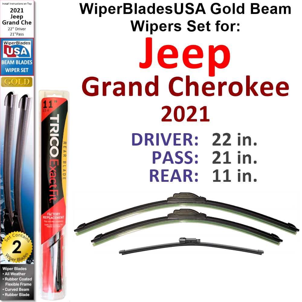 2021 Jeep Grand Cherokee Beam Wiper Blades Wipers WBUSA (Set of 3) w
