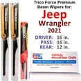 thumbnail image 1 of 2021 Jeep Wrangler Performance Beam Wipers (Set of 3) w/Rear Wiper, 1 of 3