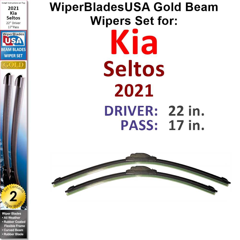 2021 Kia Seltos compatible Beam Wiper Blades Wipers WBUSA (Set of 2