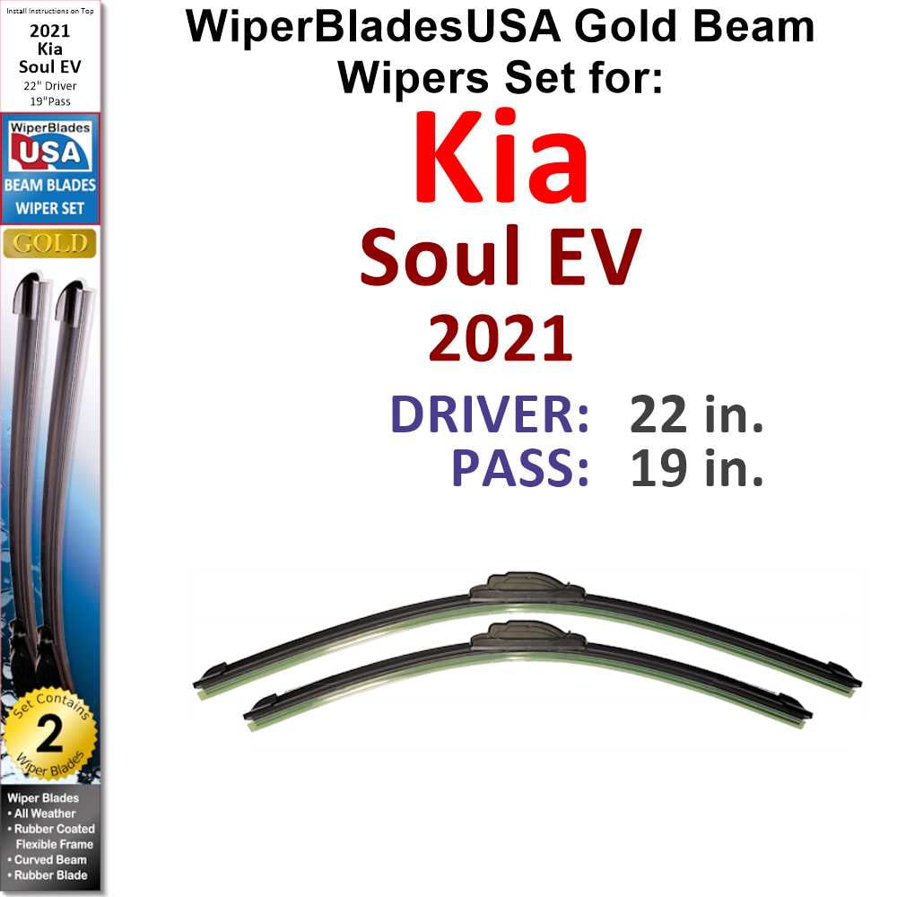 2021 Kia Soul EV Beam Wiper Blades Wipers WBUSA (Set of 2)