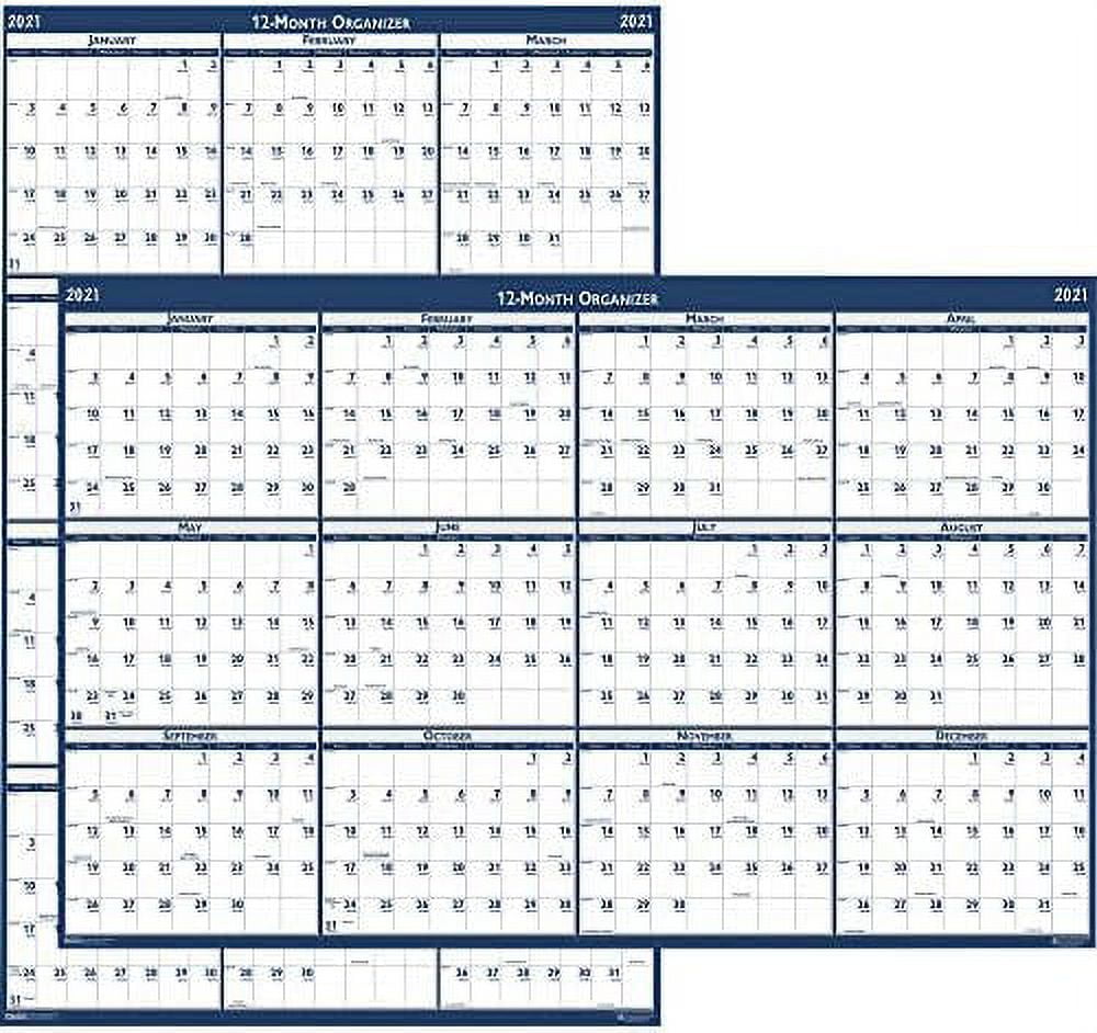 2021 Laminated Calendar, Reversible, Horizontal/Vertical, 24 x 37 ...