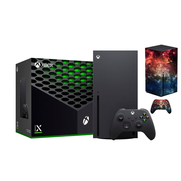 Xbox Gaming Console Black 1TB SSD Bundle with Wireless Controller and Mytrix Technology Full Body Customized Skin Cosmic Galaxy