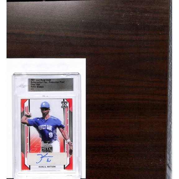 2021 Leaf Metal Draft Kahlil Watson Clear Red Auto 1/1 Baseball Card