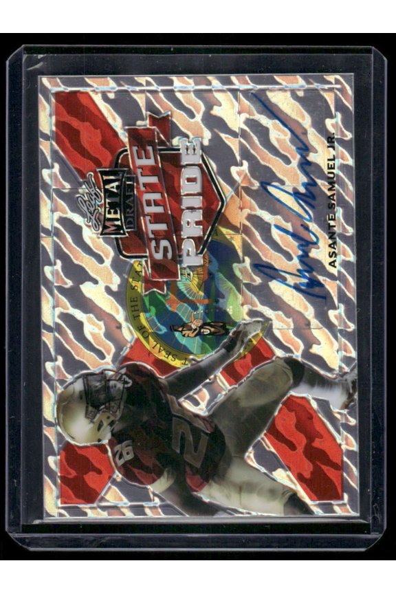 2021 Leaf Metal Draft State Pride SP-ASJ 19/60 Autographed Asante Samuel Jr Football Card