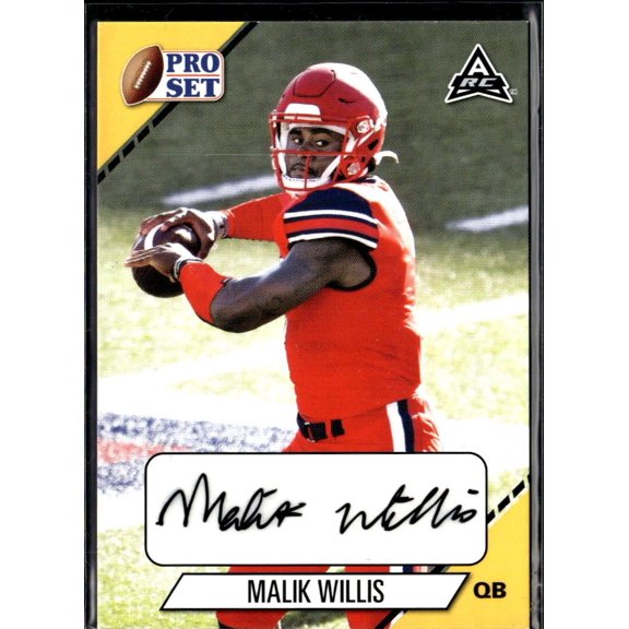 2021 Leaf Pro Set Malik Willis PS-MW1 RC Autographed Football Card Liberty Flames