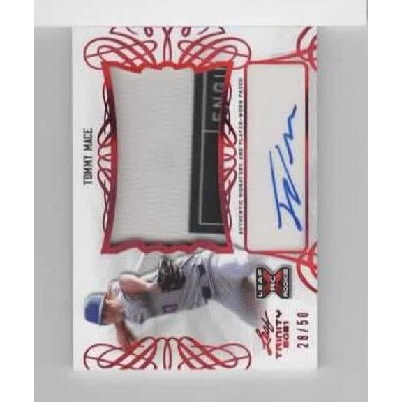 2021 Leaf Trinity Autograph Patch Red #PA-TM2 Tommy Mace XRC RC Rookie AUTO /50 Baseball Trading Card Cleveland Guardians