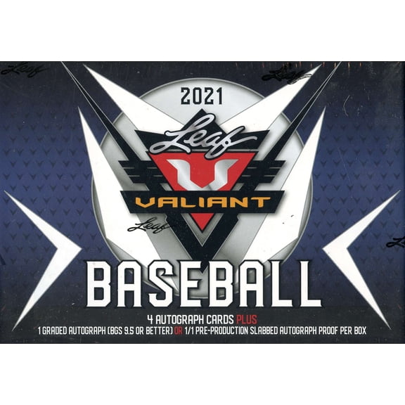 MLB 2021 Valiant Baseball Trading Card Box (4 Autographed Cards, Plus 1 Graded Autograph Card (BGS 9.5 or Better))