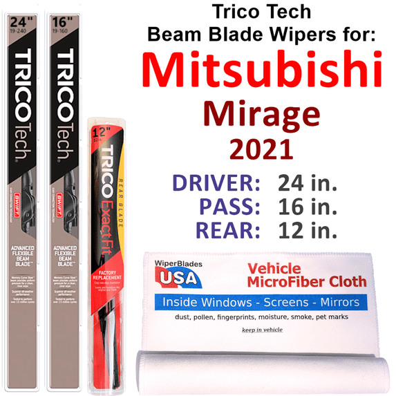 2021 Mitsubishi Mirage Beam Blade Wipers (Set of 3) w/Rear Wiper