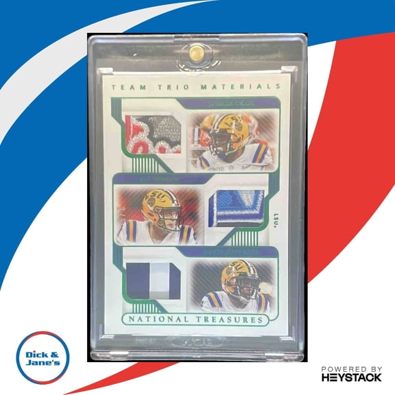 2021 National Treasures Collegiate Chase Justin Jefferson Burrow Trio Emerald /5