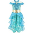 thumbnail image 1 of 2021 New Birthday Party Princess Jasmine Dress Halloween Aladdin Costume Sequined Performance Ballet Dress Peacock Pageant Gowns Size Available 4T-5T, 1 of 3
