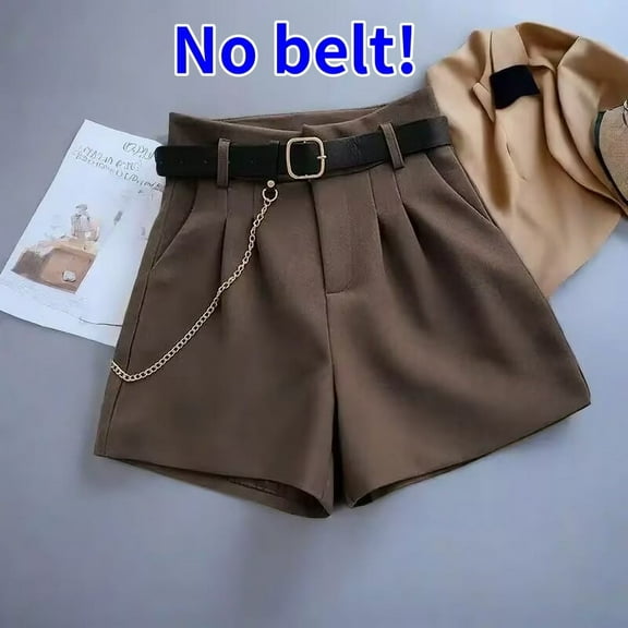 2021 New Casual Comfortable Elegant Wild Shorts With Belt Women's Woolen Shorts Autumn Winter Slim Wide Leg A-line Shorts