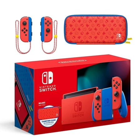 2021 New Nintendo Switch Mario Red & Blue Limited Edition - Featuring Mario Red & Blue Design, Mario Iconography Carrying Case and Screen Protector