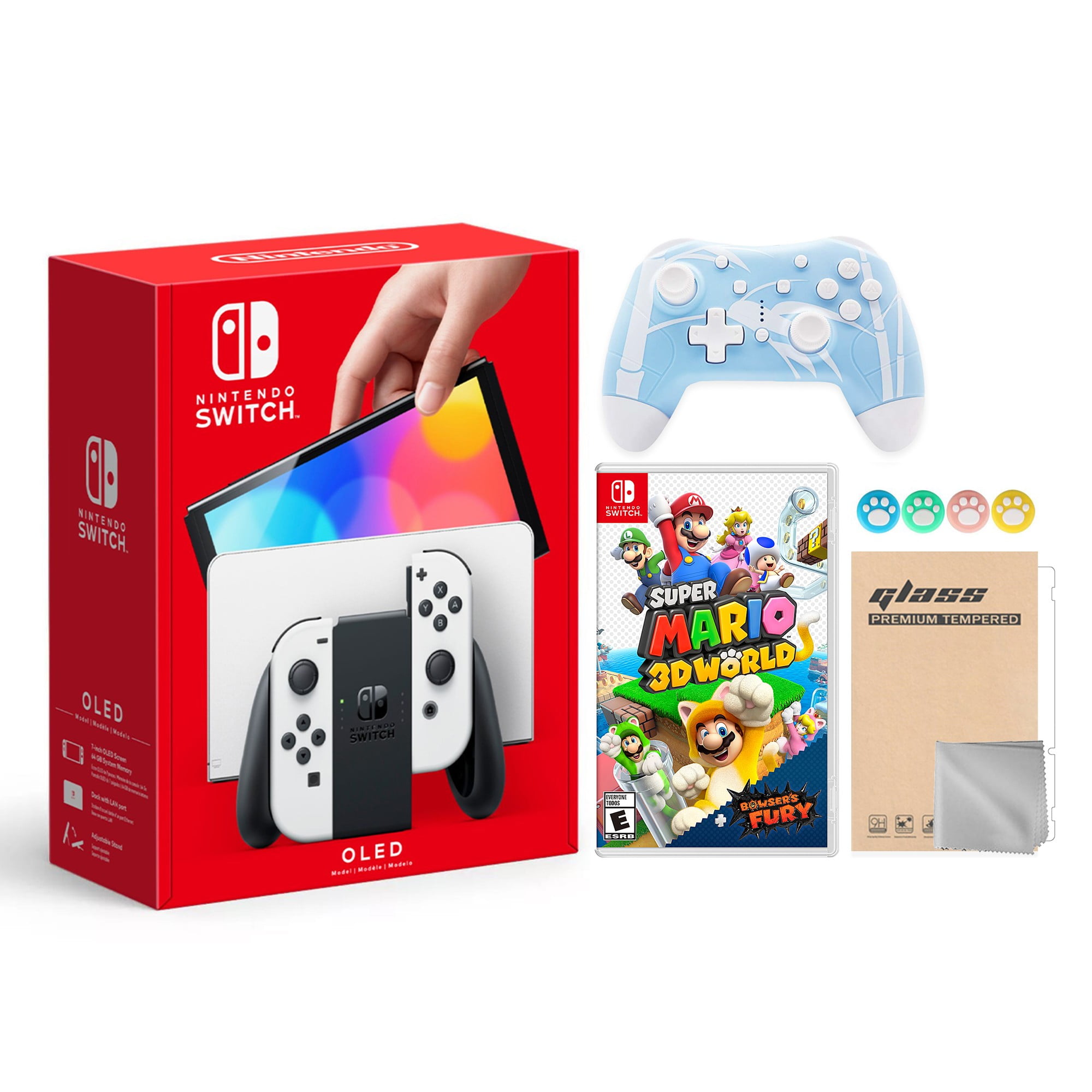 2021 New Nintendo Switch OLED Model White Joy Con 64GB Console Improved HD  Screen u0026 LAN-Port Dock with Mario Golf: Super Rush And Mytrix Wireless  Switch Pro Controller and Accessories - Walmart.com