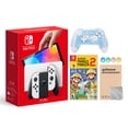 thumbnail image 1 of 2021 New Nintendo Switch OLED Model White Joy Con 64GB Console Improved HD Screen & LAN-Port Dock with Super Mario Maker 2 And Mytrix Wireless Switch Pro Controller and Accessories, 1 of 9