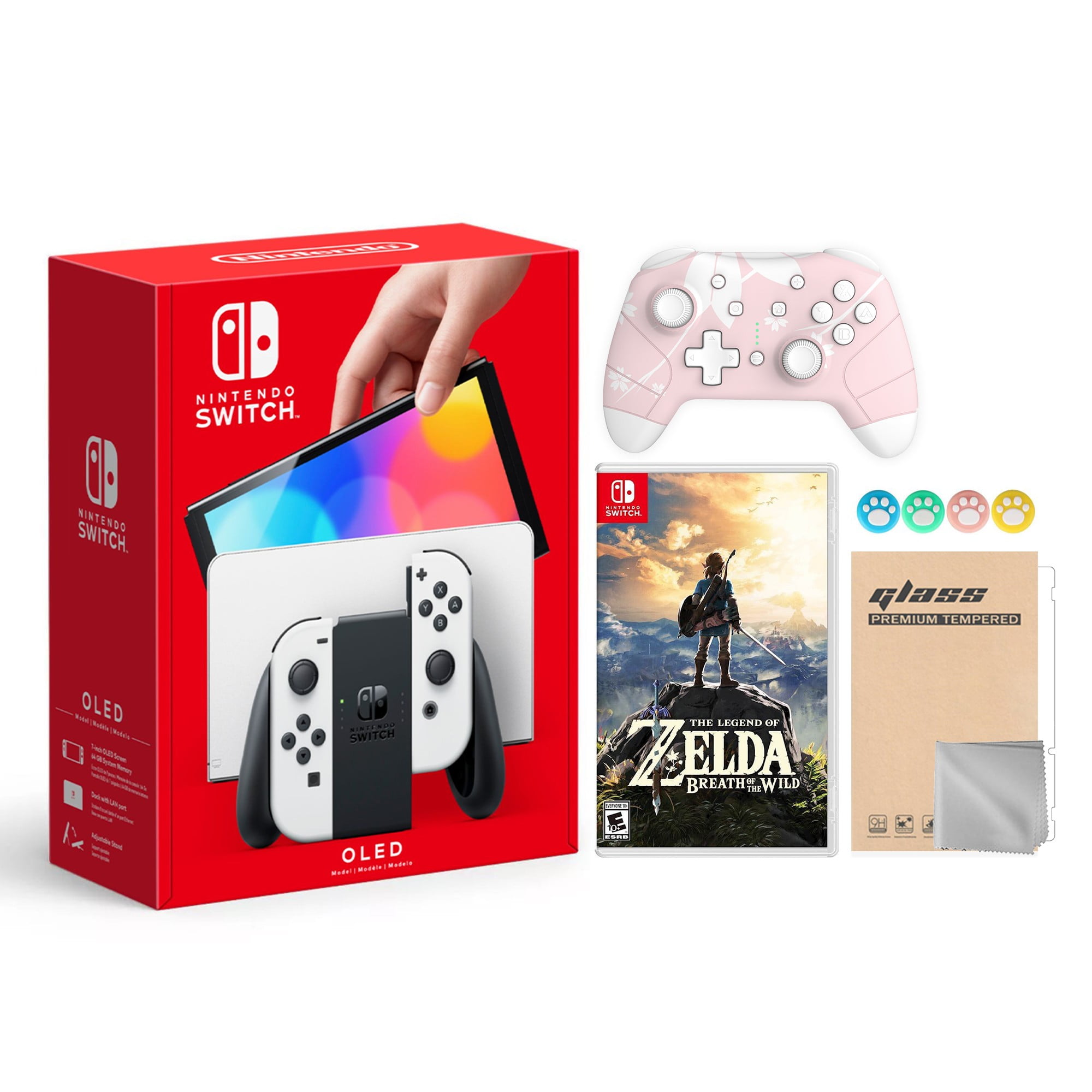 Nintendo Switch OLED Model White Joy Con 64GB Console Improved HD Screen  and LAN-Port Dock with Super Mario 3D World + Bowser's Fury And Mytrix 