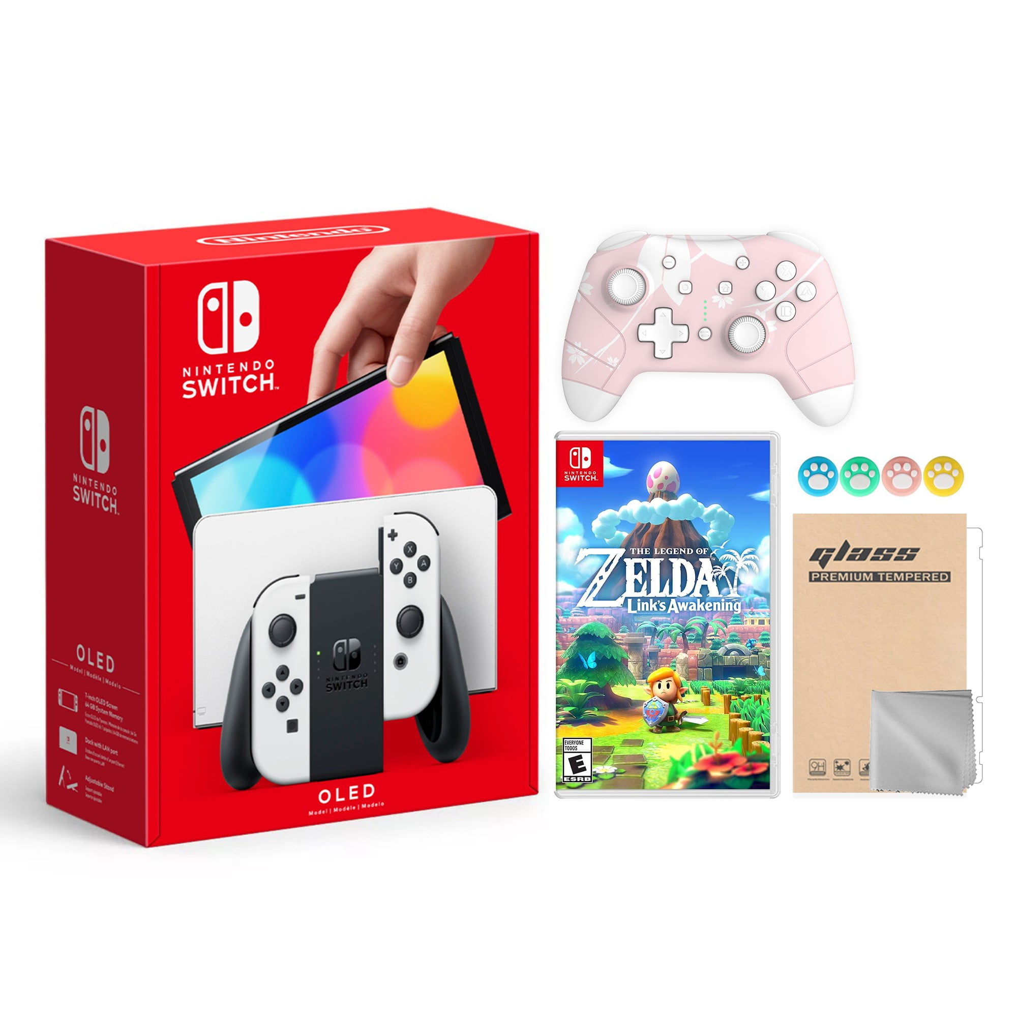 Nintendo Switch OLED Model White Joy Con 64GB Console Improved HD Screen  and LAN-Port Dock with Super Mario 3D World + Bowser's Fury And Mytrix  Wireless Pro Controller and Accessories 2021 New 