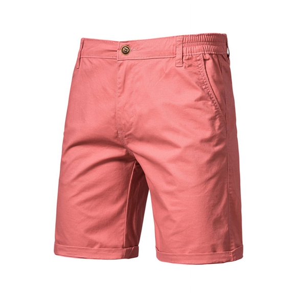 2021 New Summer 100% Cotton Solid Shorts Men High Quality Casual Business Social Elastic Waist Men Shorts 10 Colors Beach Shorts (30,SkinPink)