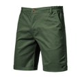 thumbnail image 1 of 2021 New Summer 100% Cotton Solid Shorts Men High Quality Casual Business Social Elastic Waist Men Shorts 10 Colors Beach Shorts (36,ArmyGreen), 1 of 6