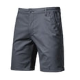 thumbnail image 1 of 2021 New Summer 100% Cotton Solid Shorts Men High Quality Casual Business Social Elastic Waist Men Shorts 10 Colors Beach Shorts (36,DarkGrey), 1 of 6