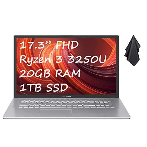  ASUS VivoBook 17 17.3 FHD Laptop, Intel Core i3-1115G4  Processor, 40GB DDR4, 2TB PCIe SSD, Intel HD Graphics, Bluetooth, Windows  11, Transparent Silver, 32GB Hotface USB Card : Electronics
