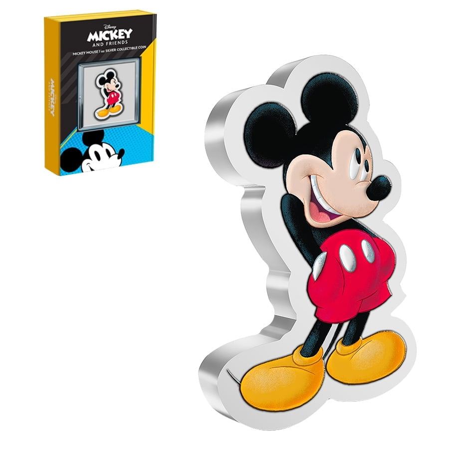 NEW ZEALAND MINT 2021 Niue 1 oz Colorized Silver Disney Mickey Mouse Shaped Coin (w/Box & COA)