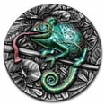 thumbnail image 1 of 2021 Niue 3 oz Antique Silver Amazing Animals: Chameleon, 1 of 4