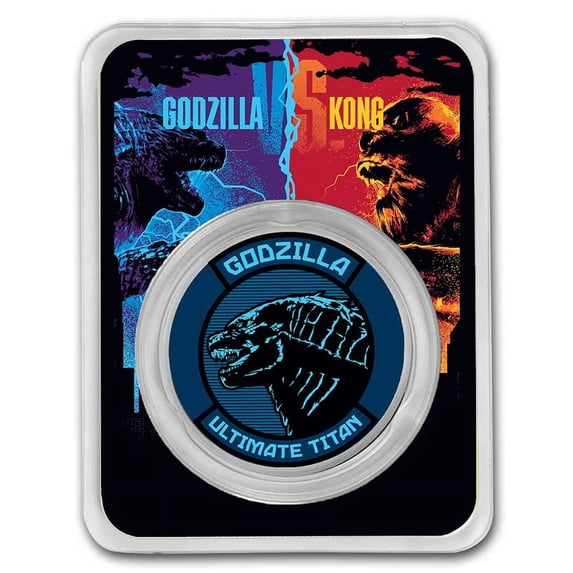 2021 Niue Colorized 1 oz Silver $2 Godzilla Coin (w/TEP)