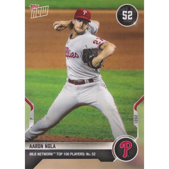 2021 Now MLB Network Top 100 Aaron Nola Trading Card #T-52