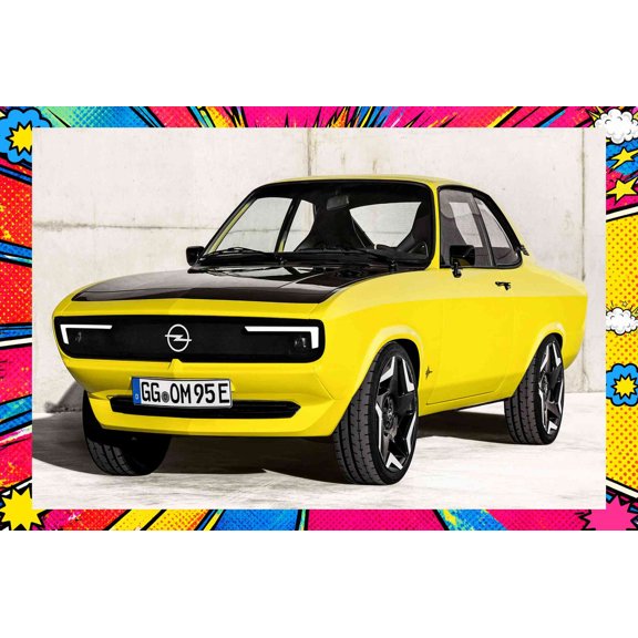 2021 Opel Manta GSe Elektromod - Pop Art Edition | 12x18 Inch Laminated Poster | Vibrant Colors & Stunning Detail Wall Art