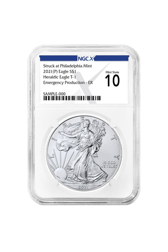 2021 (P) $1 American Silver Eagle NGCX MS10 ER X Label