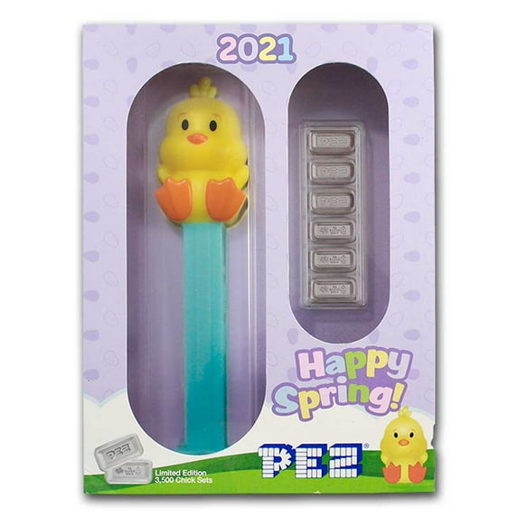 2021 PEZ® Gift Set w/Chick Dispenser & 6x 5 gram Silver Wafers
