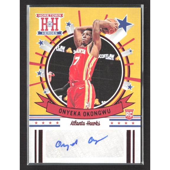 2021 Panini Chronicles Hometown Heroes HH-ONY Onyeka Okongwu RC Auto Atlanta Hawks Basketball Card Atlanta Hawks NBA Autographed Basketball Card