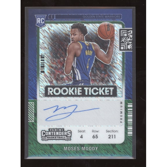 2021 Panini Contenders Basketball Moses Moody #114 Variation Rookie Ticket Auto RC