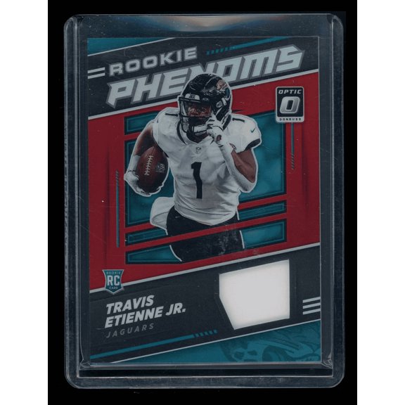 2021 Panini Donruss Optic Rookie Phenoms Travis Etienne Jr. Trading Card Prizm Jersey Patch RC Jaguars