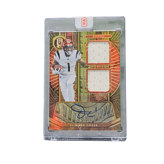 2021 Panini Gold Standard Ja'Marr Chase Auto RC Dual Patch Memorabilia #253 #88/99 Bengals Football Card