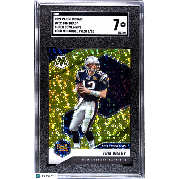 2021 Panini Mosaic Tom Brady #282 Super Bowl Gold No Huddle Prizm #/10 SGC 7