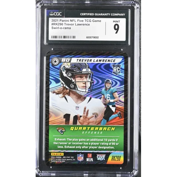 Panini NFL Five RK290 Rookie Trevor Lawrence Swirl-o-Rama Jaguars CGC 9 Trading Cards