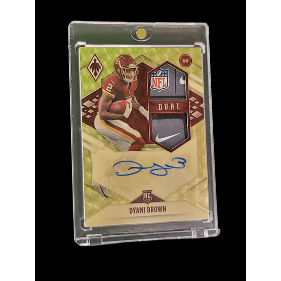 2021 Panini Phoenix Football Dyami Brown #RAD-DBR Dual Patch RC RPS Rookie Dual Washington Football Team NFL Autographed Football Trading Card