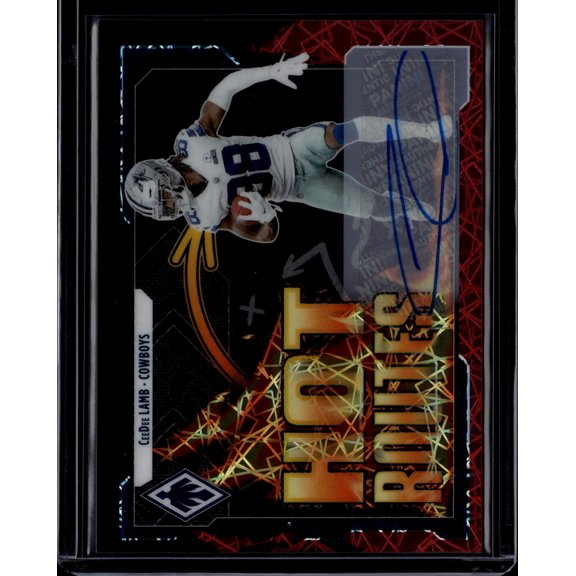 2021 Panini Phoenix Hot Routes CeeDee Lamb #HR-24 Red /75 Dallas Cowboys NFL Autographed Football Trading Card