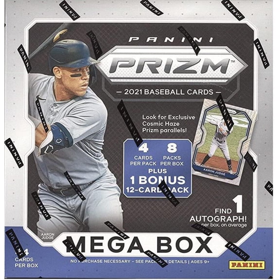 2021 Panini Prizm Baseball Factory Sealed Mega Box 9 Packs 44 Cards in All. One Autograph Per on Averaage. Includes 12 parallels.