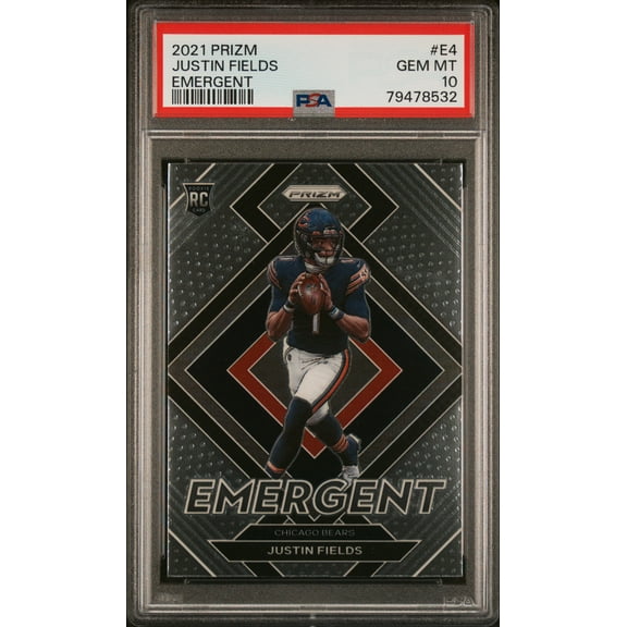 2021 Panini Prizm Emergent Justin Fields Rookie E4 PSA 10 GEM MINT Chicago Bears
