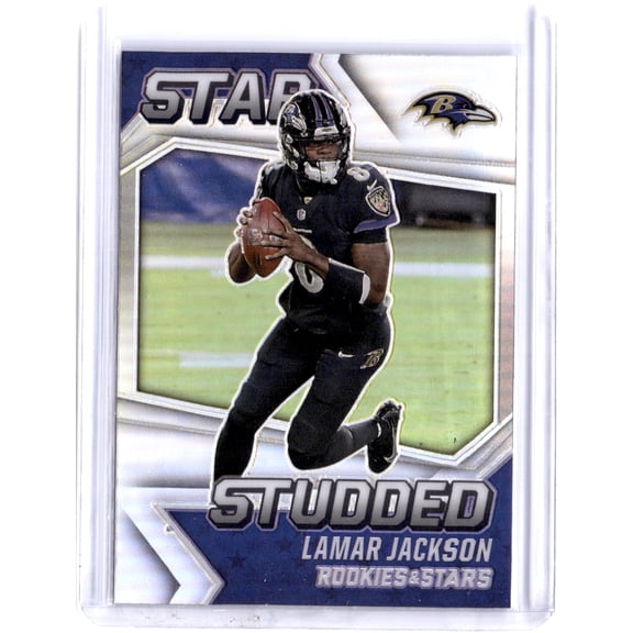 2021 Panini Rookies & Stars Star Studded Lamar Jackson SS-14 Prizm Trading Card Baltimore Ravens NFL Baltimore Ravens NFL Football Trading Card
