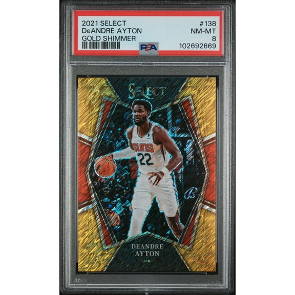 2021 Panini Select Gold Shimmer Deandre Ayton #138 Premier Level /10 PSA 8