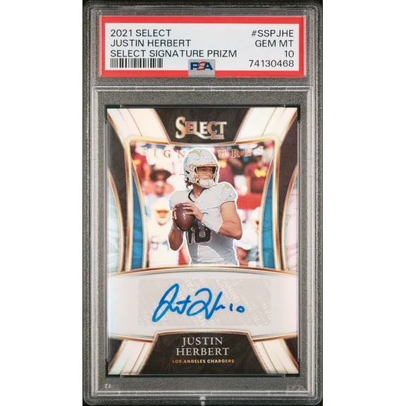 2021 Panini Select Select Signatures Prizm Justin Herbert #SSPJHE PSA 10 POP 6