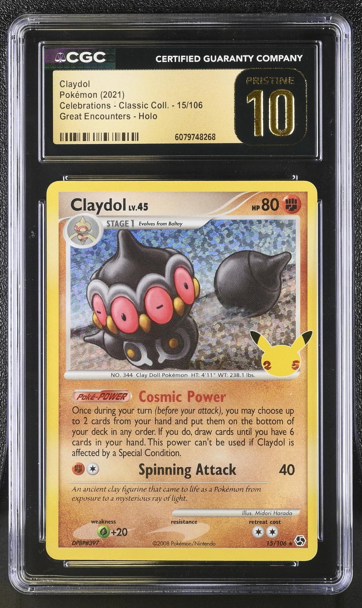 claydol pokemon card 2004 Nintendo Ex Hidden Legends Claydol-Holo Colorless Spinning Attack (40) Psychic Claydol (38/110) (Stamped) [EX: Holon