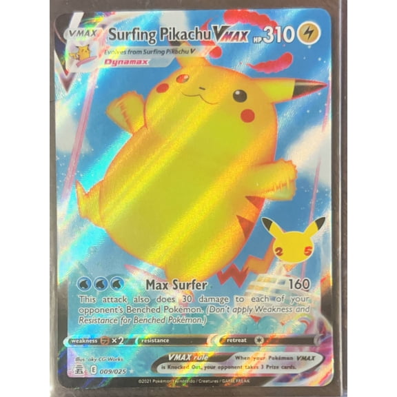 2021 Pokemon 2021 Celebrations Surfing Pikachu VMAX Holo Rare #9/25 English