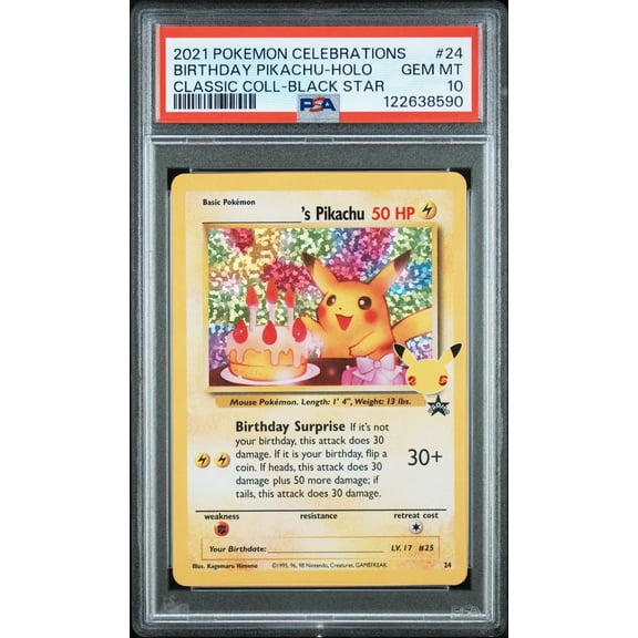 2021 Pokemon Celebrations Classic Collection Birthday Pikachu Holo PSA 10 #24