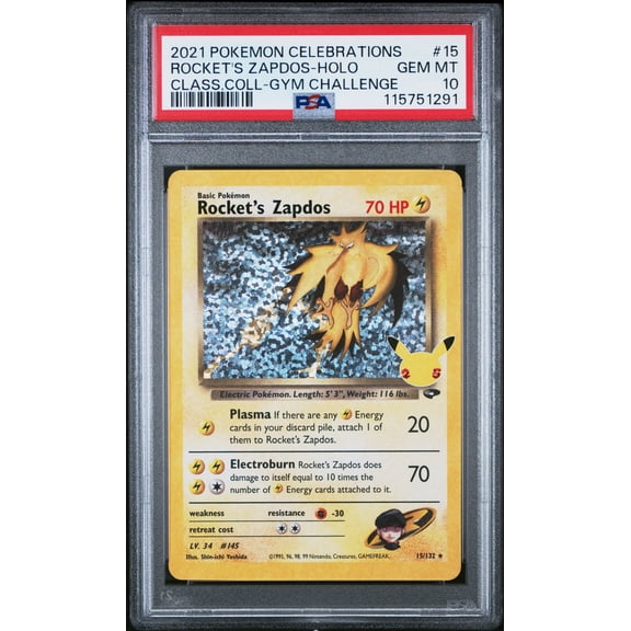 2021 Pokemon Celebrations Classic Collection Rocket's Zapdos #15 Gym Chal PSA 10